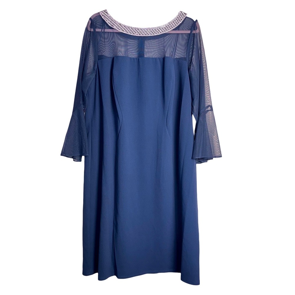 Alex Evenings Plus Size Womens 20W Blue‎ Midi Special Occasion Dress Embellished